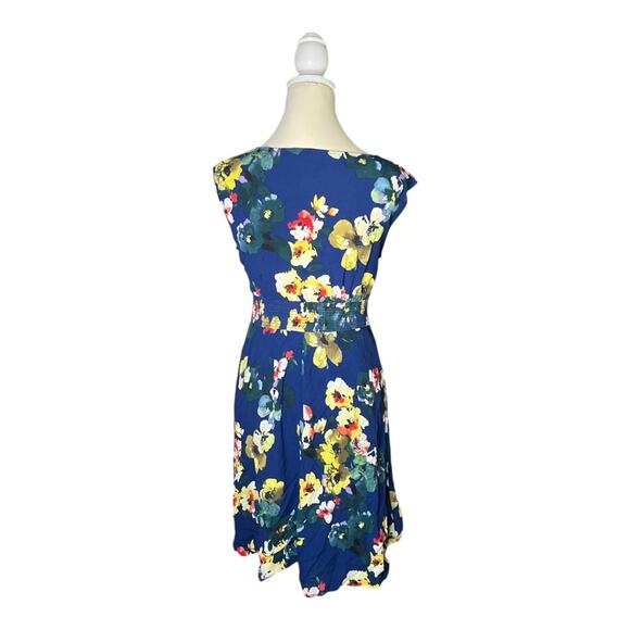 Maeve Anthropologie Designer Navy Blue Floral Dress Summer Elastic Waist US XS - Picture 4 of 11